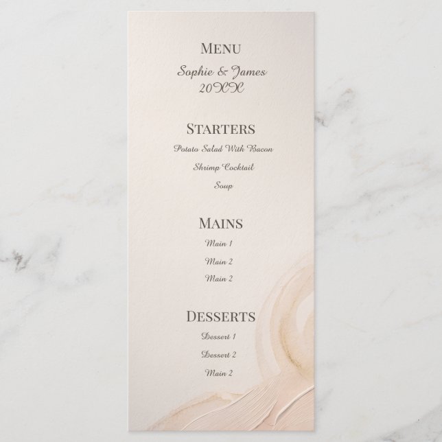 Menu Cardápio de Casamento Botânico Sage Peach (Frente)