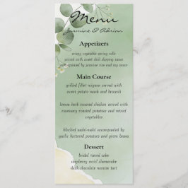 Menu Cardápio de Casamento Botânico Sage Whisper