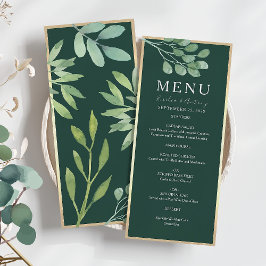 Menu Cardápio de Casamento Botânico Verde Esmeralda