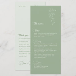 Menu Cardápio de Casamento Botânicos & Verde Sálvia