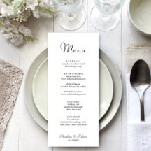 Cardápio de Casamento Branco Minimalista Moderno