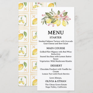 Menu Cardápio de Casamento Brunch Cítrico Lemon Wedding