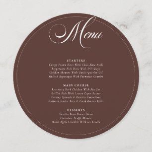 Menu Cardápio de Casamento Caligrafia Marrom Chocolate