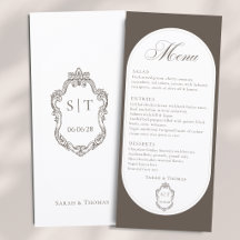 Cardápio de Casamento Calligraphy Mocha Brown Crea