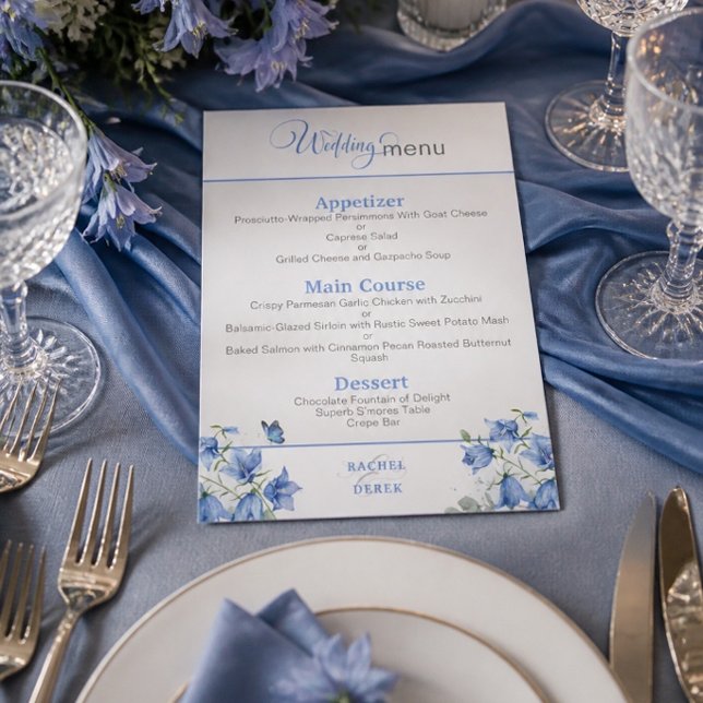 Menu Cardápio de Casamento Campânula Azul (Criador carregado)