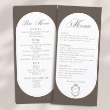 Cardápio de Casamento Castanho Mocha Caligrafia Do