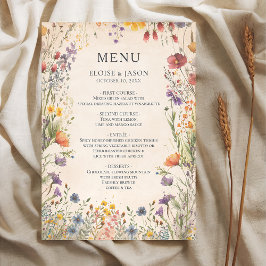 Menu Cardápio de casamento chic jardim de flores silves