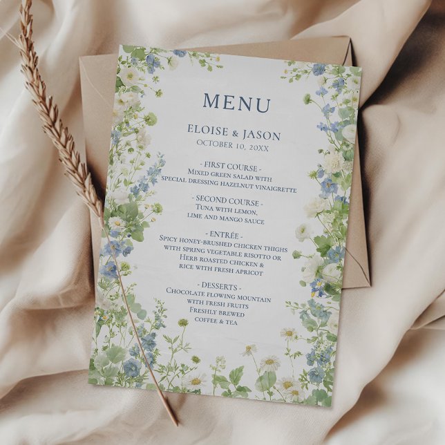 Menu Cardápio de Casamento Chic Jardim de Flores Silves (Criador carregado)