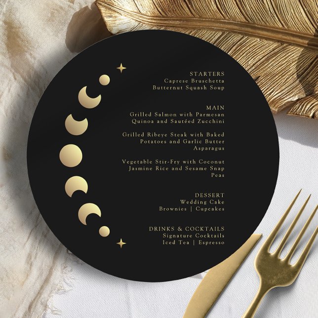 Menu Cardápio de Casamento Círculo da Lua Dourada (Criador carregado)