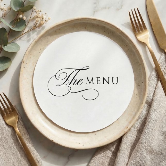 Menu Cardápio de Casamento Círculo Elegante Caligrafia (Criador carregado)
