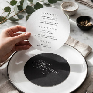Menu Cardápio de Casamento Círculo Elegante Preto