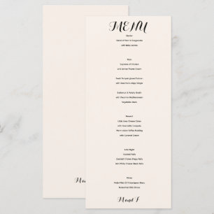 Menu Cardápio de Casamento Clássico Elegante Branco