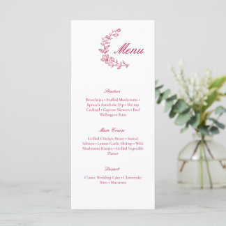 Menu Cardápio de casamento clássico em Borgonha com sot