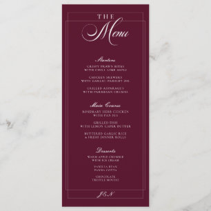 Menu Cardápio de Casamento Clássico em Caligrafia Burgu
