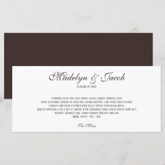 Menu Cardápio de Casamento Clássico Marrom