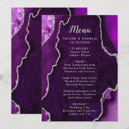 Menu Cardápio de Casamento com Ágata Roxa e Prata