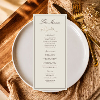Menu Cardápio de Casamento com Borda Floral Clássica El