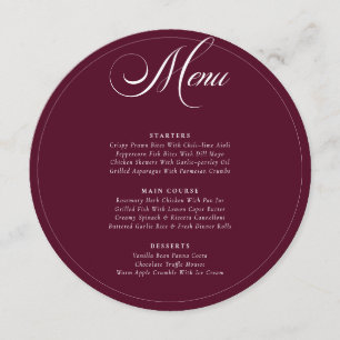 Menu Cardápio de Casamento com Caligrafia em Marfim Bur