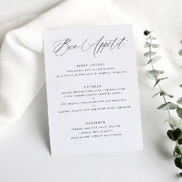 Menu Cardápio de Casamento com Caligrafia Moderna e Ele