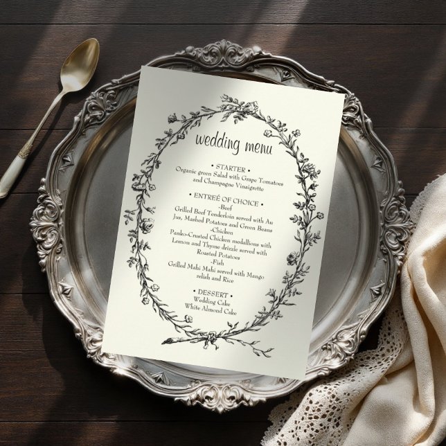 Menu cardápio de casamento com coroa de marfim (Criador carregado)