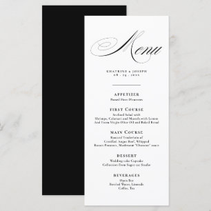 Menu Cardápio de Casamento com Detalhes de Caligrafia d
