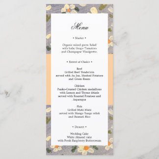 Menu Cardápio de Casamento com Estampa Floral ou Cardáp