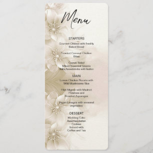 Menu Cardápio de Casamento com Flores Brancas de Marfim