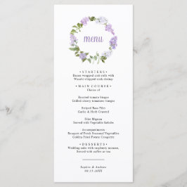 Menu Cardápio de Casamento com Flores de Lilás Rústico