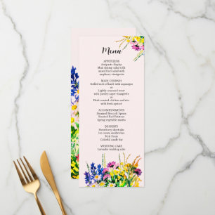Menu Cardápio de casamento com flores de verão