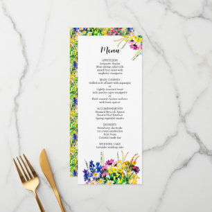 Menu Cardápio de casamento com flores de verão
