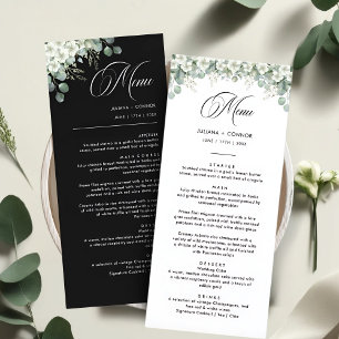 Menu Cardápio de Casamento com Folhagem Esmeralda Moder
