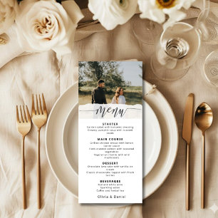 Menu Cardápio de Casamento com Foto Elegante e Letra Mo