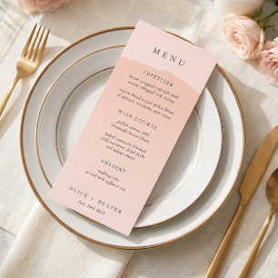 Menu Cardápio de Casamento com Gradiente de Rosa Elegan
