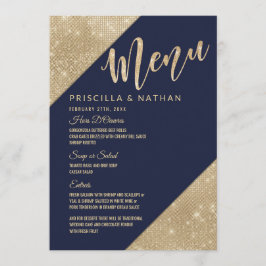 Menu Cardápio de Casamento com Lantejoulas Douradas e A