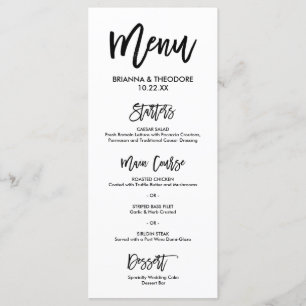 Menu Cardápio de Casamento com Letra Manual Chic