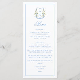 Menu Cardápio de Casamento com Monograma e Crista de Ho