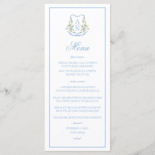 Menu Cardápio de Casamento com Monograma e Crista de Ho