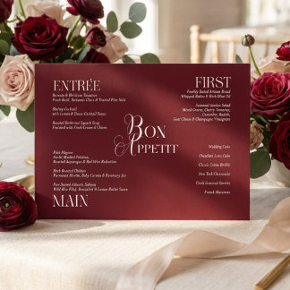 Menu Cardápio de Casamento com Monograma em Marfim e Bo