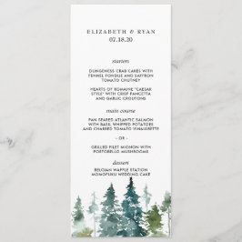 Menu Cardápio de Casamento com Pinos em Aquarela Minima