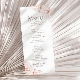 Menu Cardápio de Casamento com Rosas Cor-de-Rosa Suaves