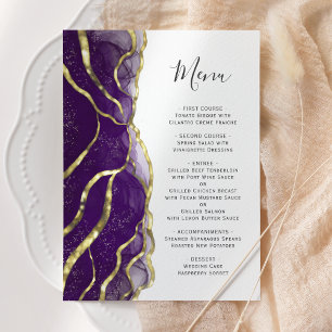 Menu Cardápio de Casamento com Tinta Roxa Elegante e Do