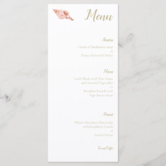 Menu Cardápio de casamento Concha em Aquarela