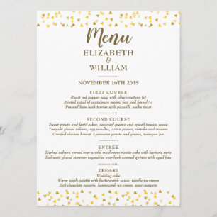 Menu Cardápio de Casamento Corações Dourados