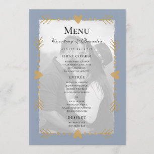 Menu Cardápio de Casamento Corações Dourados Foto Moder
