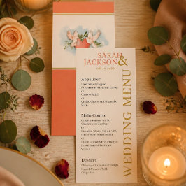 Menu Cardápio de Casamento Coral de Pombas Românticas