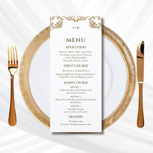 Menu Cardápio de Casamento Cristão Barroco com Monogram