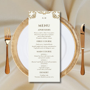 Menu Cardápio de Casamento Cristão Barroco Monograma Ma