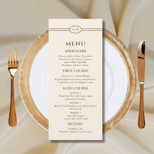 Menu Cardápio de Casamento Cristão Creme Marrom Monogra