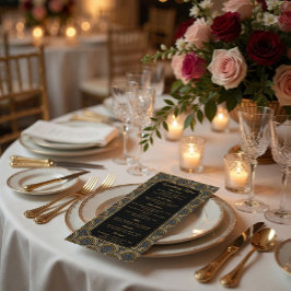 Menu Cardápio de Casamento Custom Art Deco com Estilo E