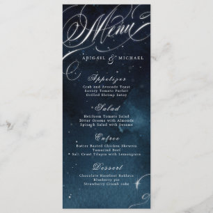 Menu cardápio de casamento da caligrafia de marinho pra